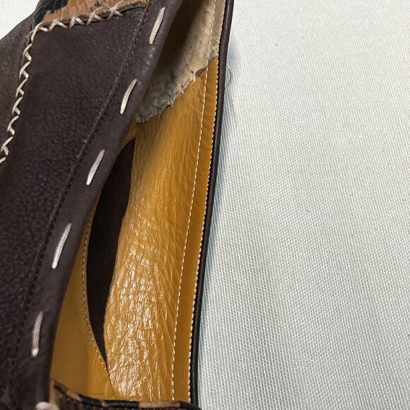 JESSICA BENNETT BROWN Leather WOMEN WEDGES SHOES 8.5 vintage look Leopard Print - Picture 6 of 12